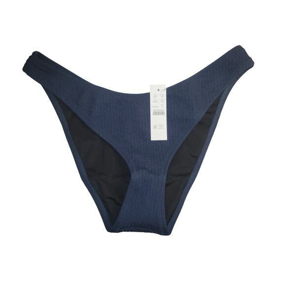 J Crew Bikini Bottom Textured curved-waist cheeky Size Medium Blue BC050 - Picture 1 of 7